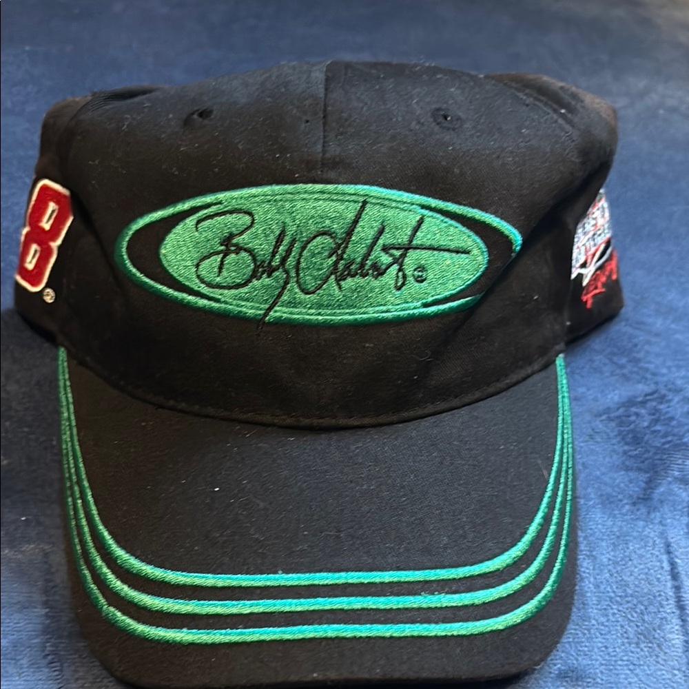 Black Cap with Green Embroidery